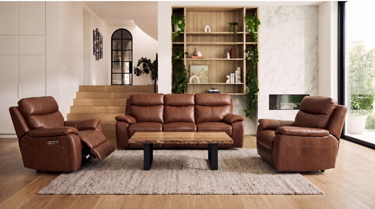 Toledo 3-Piece Package | Chestnut Leather | Four Electric Motions
