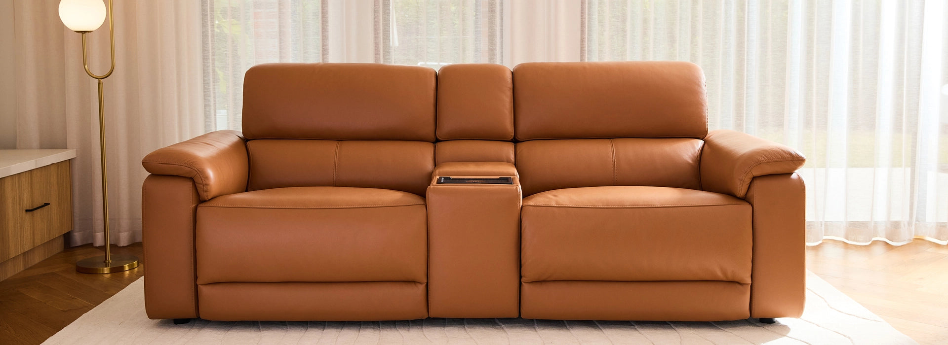 Zara 2.5 Seater + Multi-Function Console |Leather | Dual Electric Recliners & Telescopic Headrests