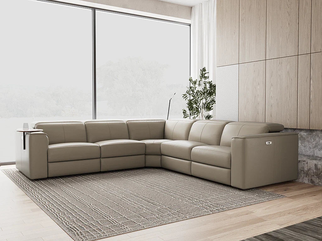 Morelli 5 Seat Corner Modular With Electric Recliners And Electric Headrests - Leather