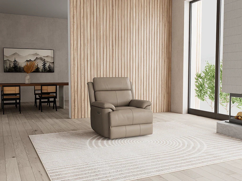 Allure Electric Recliner With Powered Lumbar Action - Leather