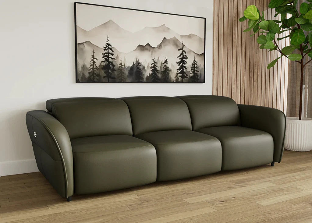 Serena 3.5 Seater Dual Electric Recliners With Electric Headrests - Leather