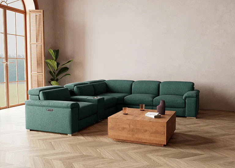 Adelphi 5 Seat Corner Modular With Electric Recliners And Electric Headrests - Fabric