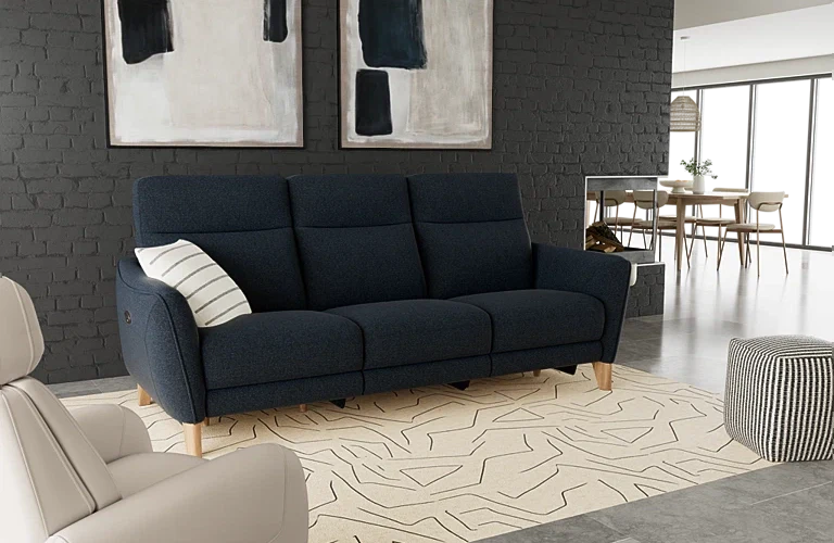 Amalfi 3 Seater Dual Electric Recliners - Fabric