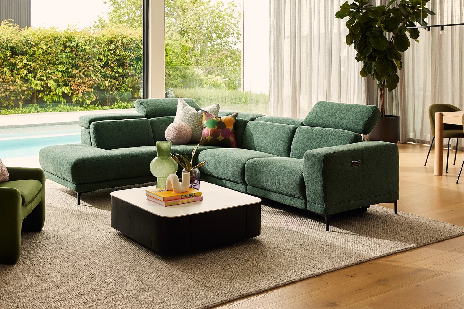 Emotion 2.5 Seater Corner Terminal With Electric Recliner And Electric Headrest - Fabric (Floorstock)