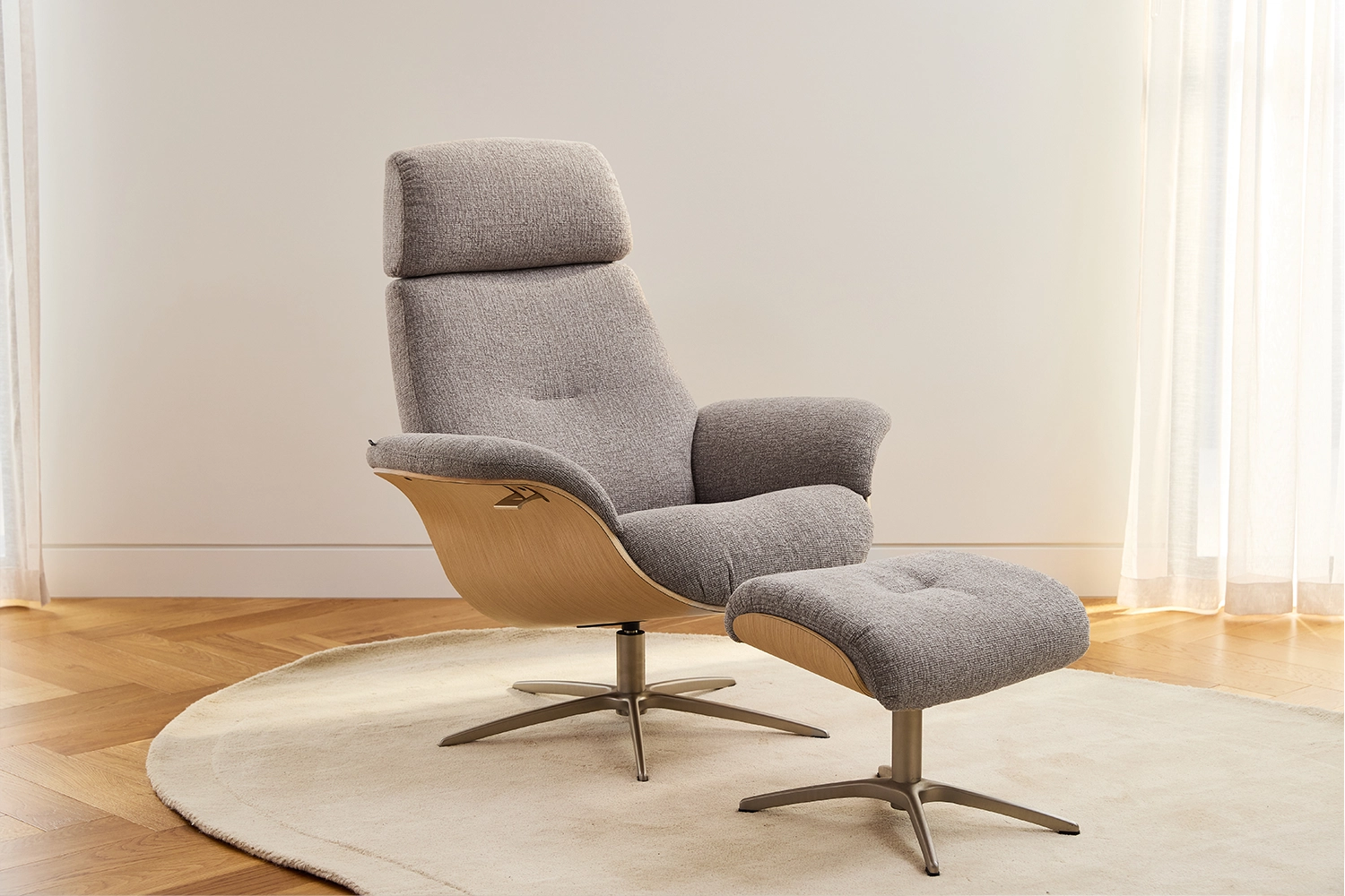 Falcon Fjords Recliner Chair & Ottoman - Fabric