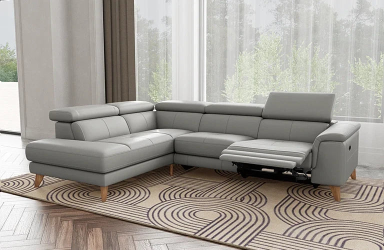 Kelly 2.5 Seater Plus Left Corner Terminal Electric Recliner With Adjustable Headrests - Leather