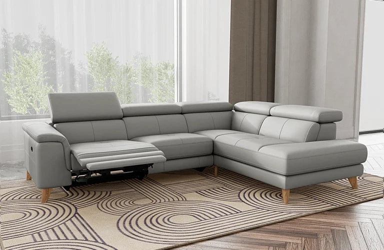 Kelly 2.5 Seater Plus Right Corner Terminal Electric Recliner With Adjustable Headrests - Leather