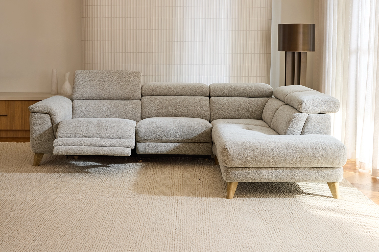 Kelly 2.5 Seater Plus Right Corner Terminal Electric Recliner With Adjustable Headrests - Fabric