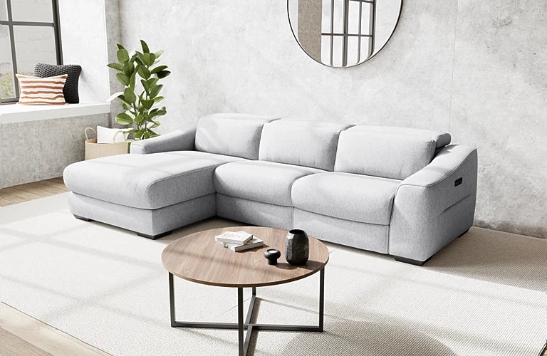 Kennedy 2.5 Seater Plus Left Chaise One Electric Recliner And Electric Headrest - Fabric