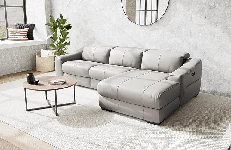 Kennedy 2.5 Seater Plus Right Chaise One Electric Recliner And Electric Headrest - Leather