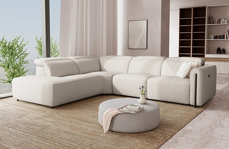 Midas 2.5 Seater Plus Left Corner Terminal Electric Recliner With Adjustable Headrests - Fabric