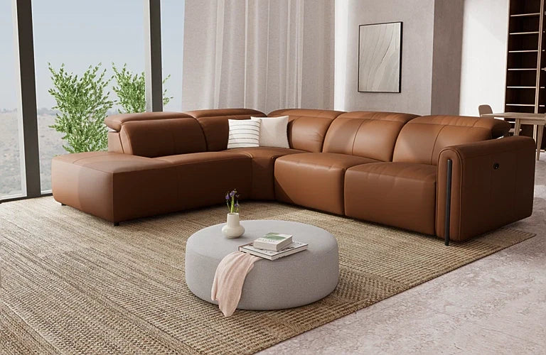 Midas 2.5 Seater Plus Left Corner Terminal Electric Recliner With Adjustable Headrests - Leather