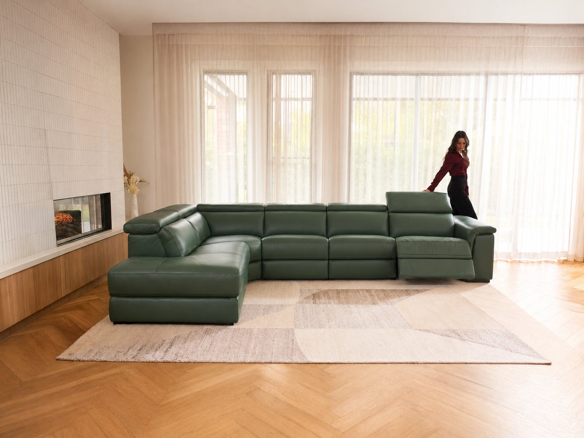 Tanner 3.5 Seater + Corner Terminal | Leather | Electric Recliner & Electric Headrest