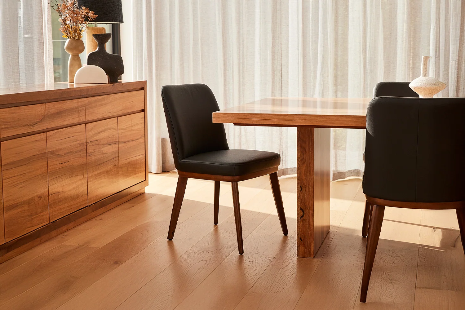 Azul Dining Chair - Black Leather/Havana