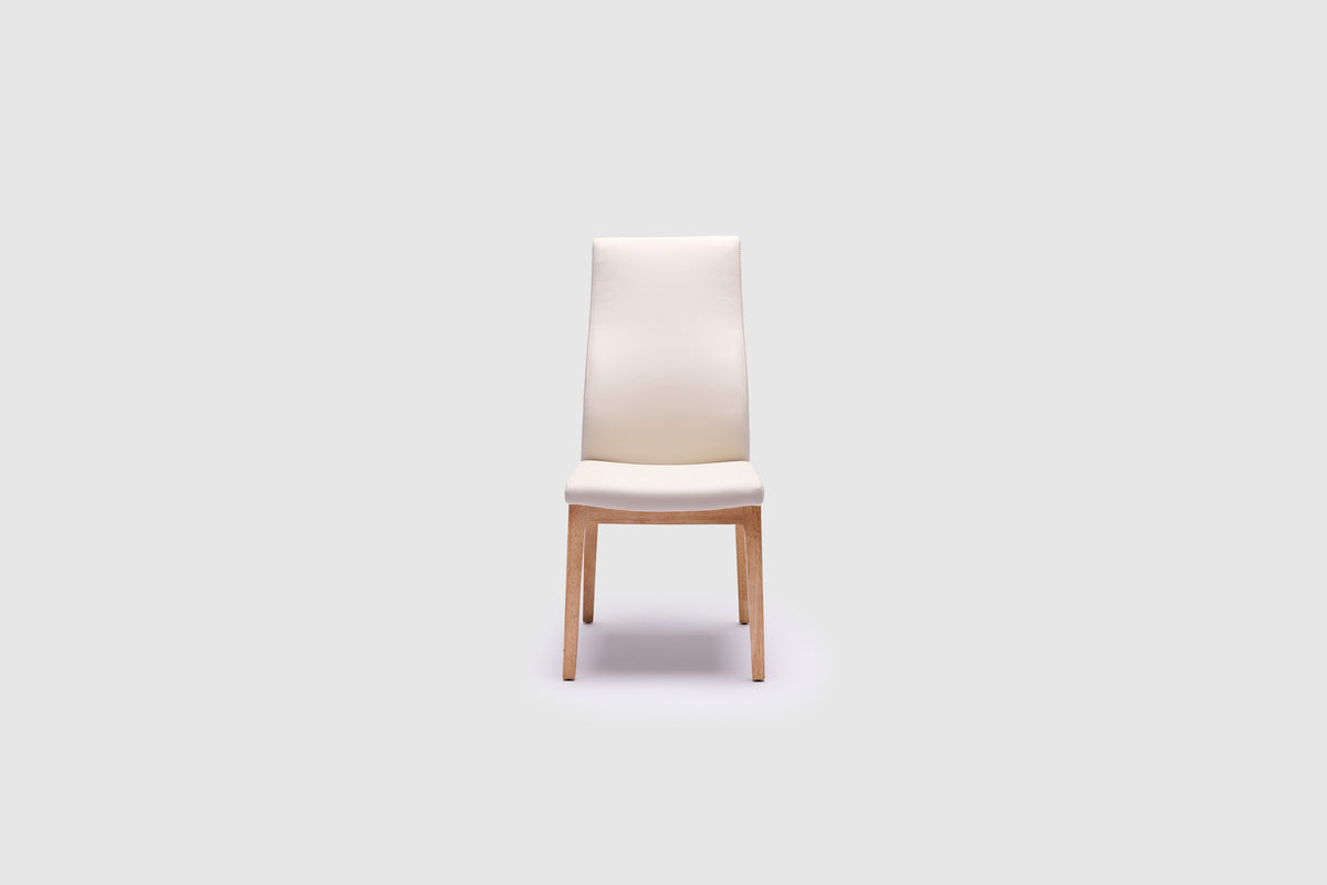 Brava Dining Chair - Frost Leather/Natural Leg