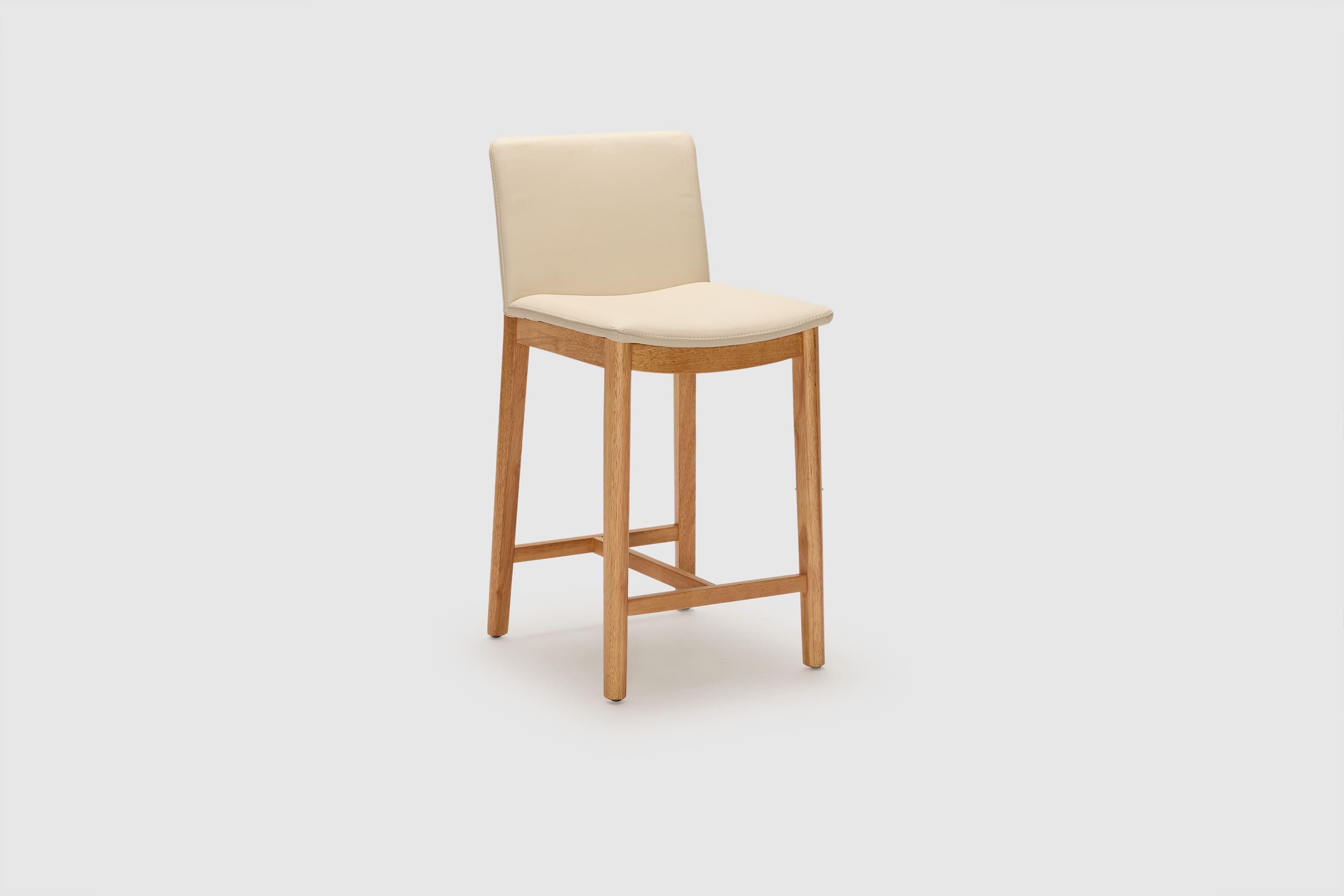 Tevez Bar Stool - Frost Leather/Natural