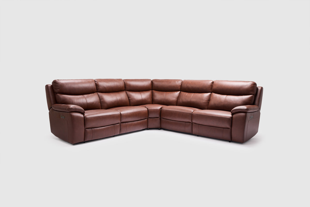 Toledo 5 Seat Corner | Leather | Dual Electric Recliners