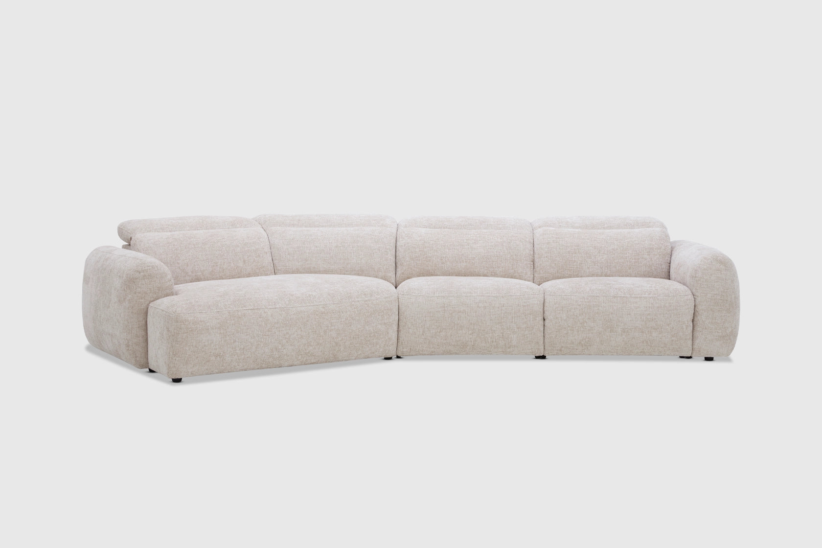 Sabine 2.5 Seater + Angled Chaise | Fabric | Electric Recliner + Headrest