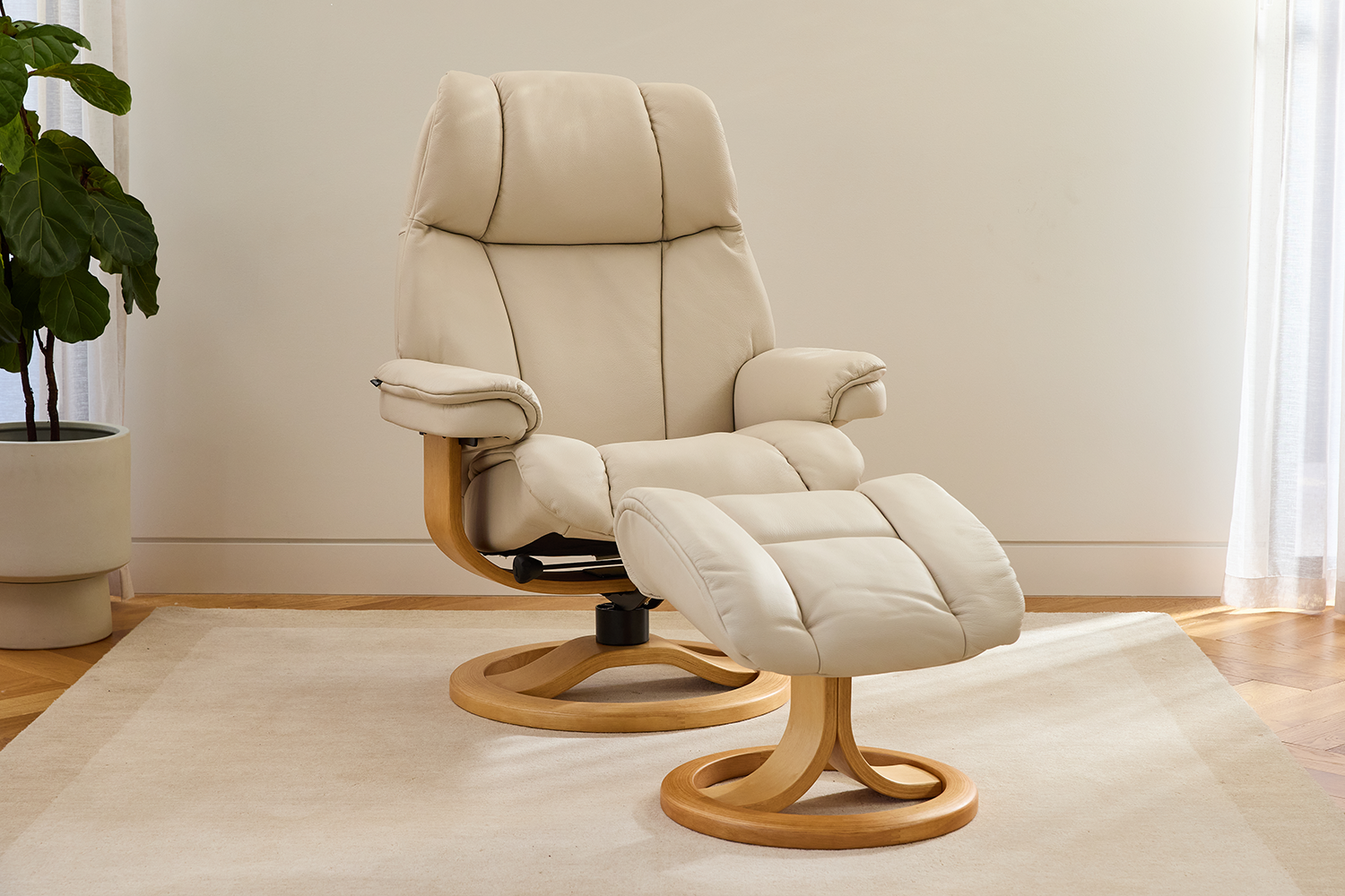 General Leather Fjords Recliner- Ivory