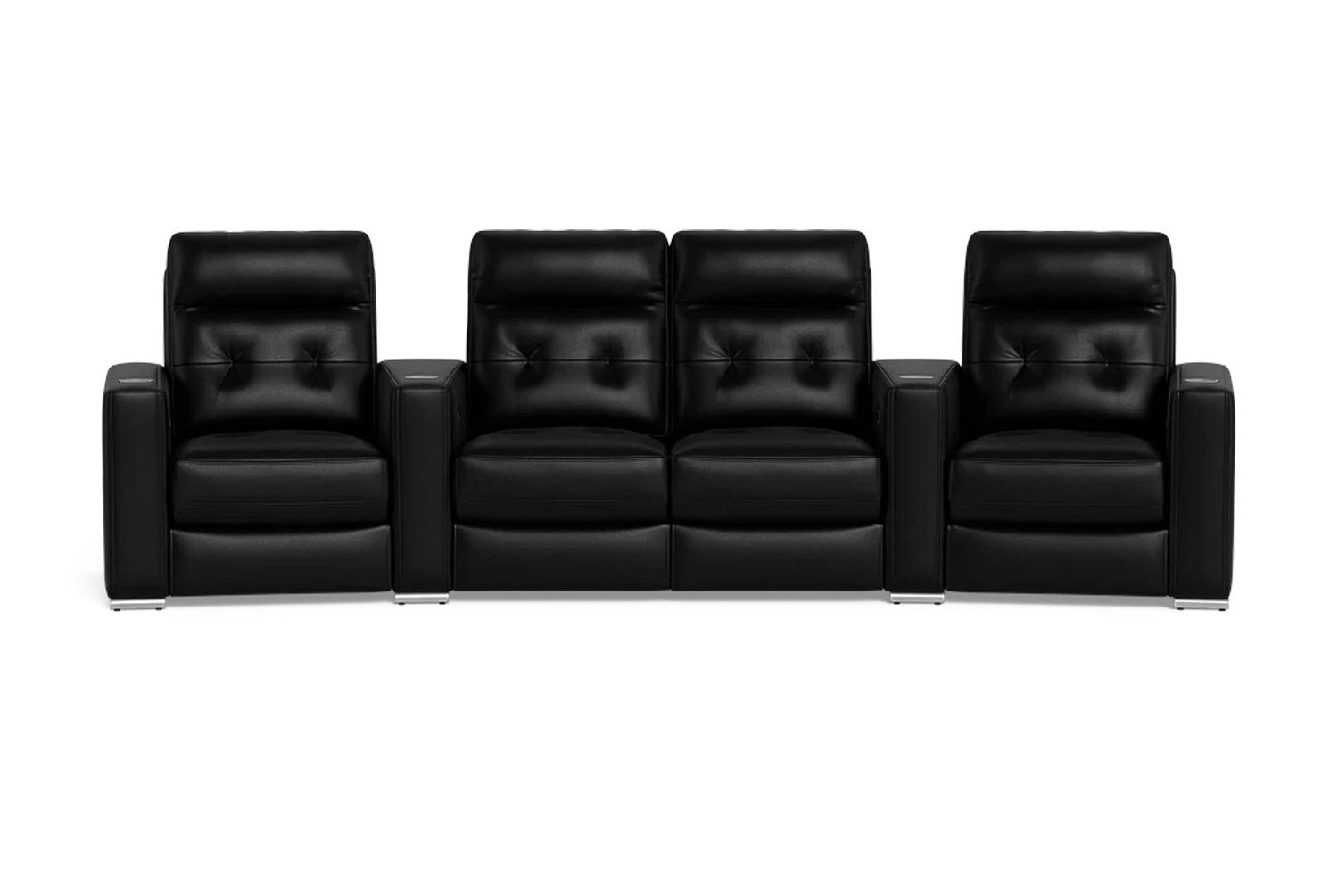 Odeum 4 Seat Home Theatre With 4 Electric Recliners Leather