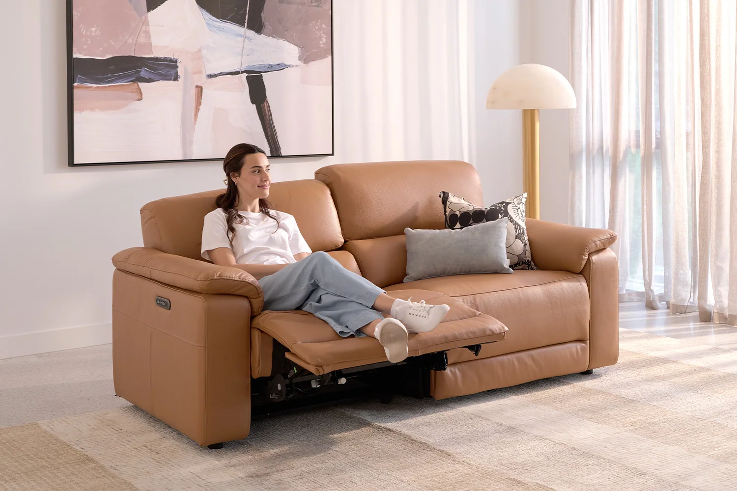 Zara 2.5 Seater Includes Dual Electric Recliners & Telescopic Headrests With Multi-Function Console*