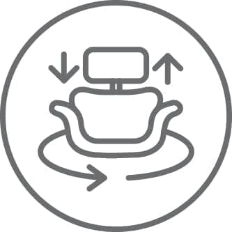 Gliding seat and adjustable headrest function