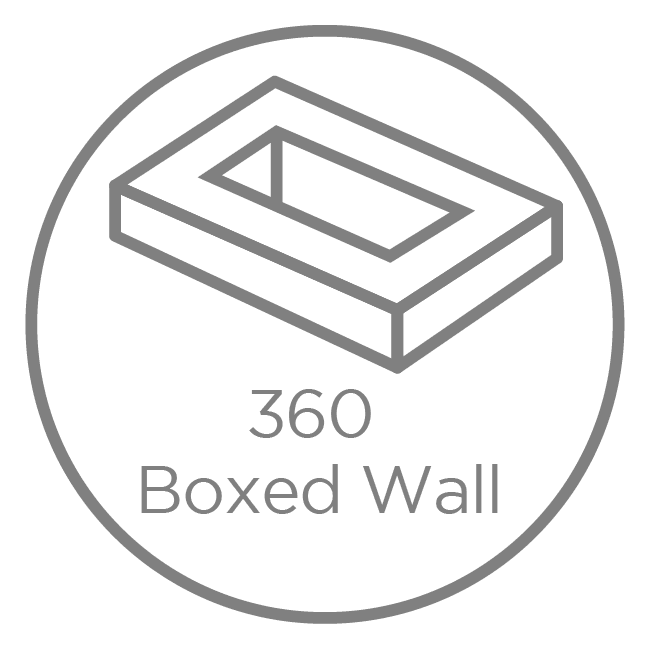 360 surround foam boxed wall offers 100% surface and eliminates saggy sides
