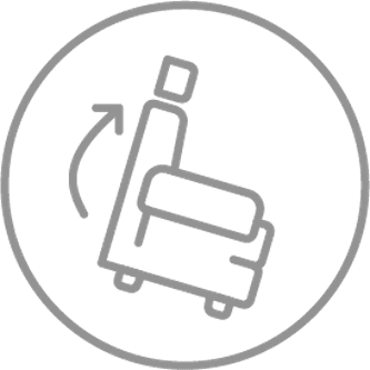 Product features a lift chair mechanism to aid in getting up from seated position