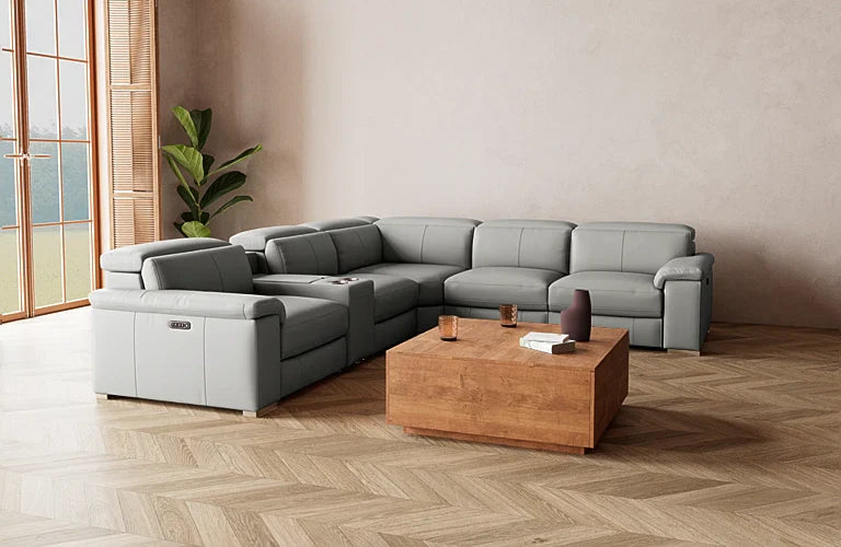 Adelphi 5 Seat Corner Modular With Electric Recliners And Electric Headrests - Leather