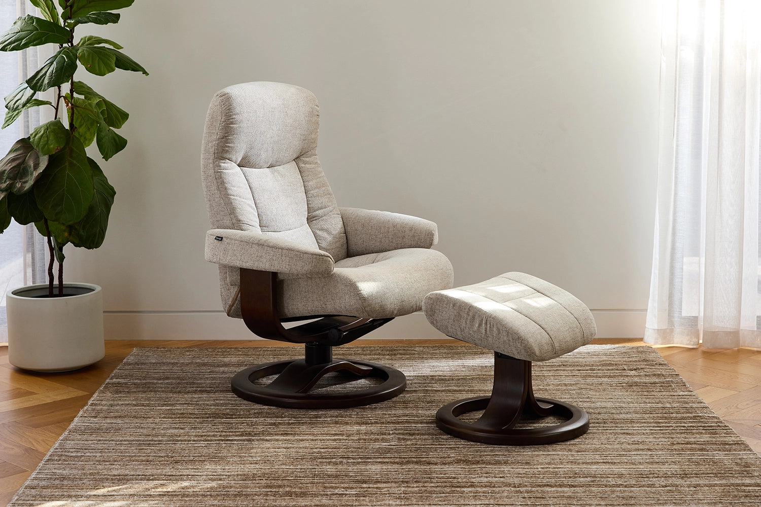 Muldal Fjords Recliner Chair + Footstool - Fabric