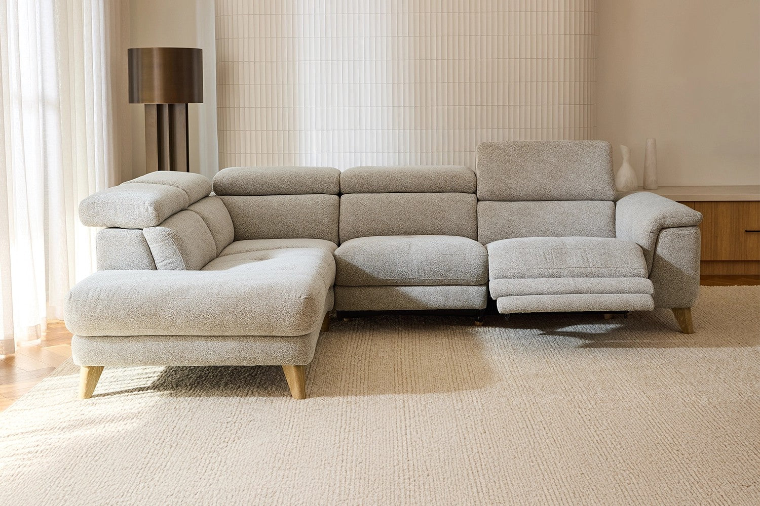 Kelly 2.5 Seater Plus Left Corner Terminal Electric Recliner With Adjustable Headrests - Fabric