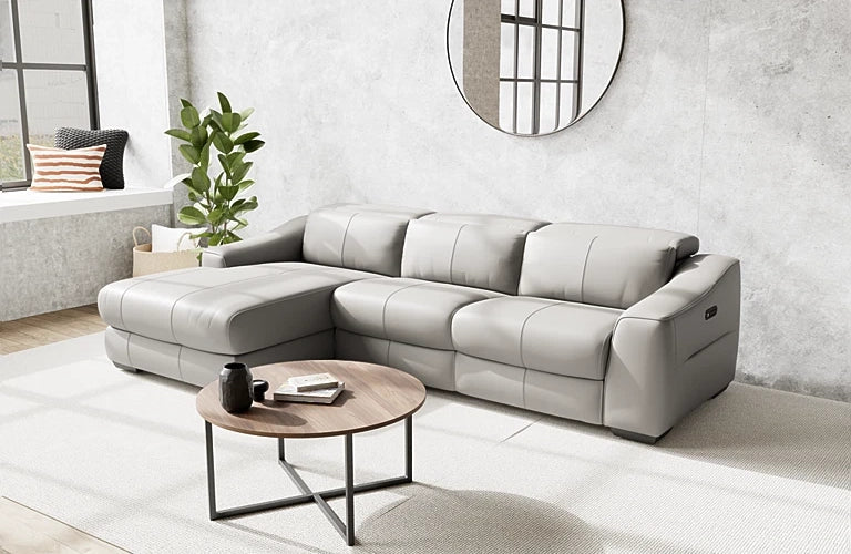 Kennedy 2.5 Seater Plus Left Chaise One Electric Recliner And Electric Headrest - Leather