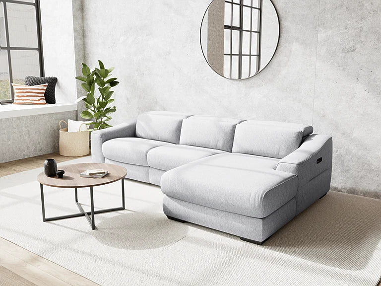 Kennedy 2.5 Seater Plus Right Chaise One Electric Recliner And Headrest - Fabric