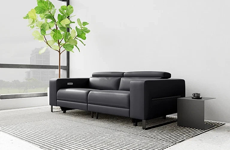 Piaz 2.5 Seater Dual Electric Recliners With Adjustable Headrests - Leather