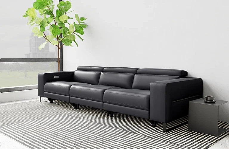 Piaz 3.5 Seater Dual Electric Recliners With Adjustable Headrests - Leather