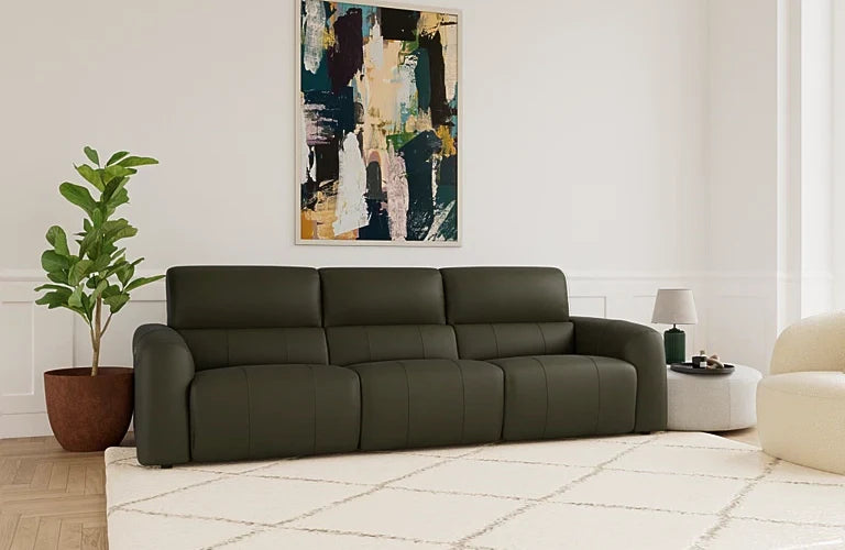 Sogno 3.5 Seater Dual Electric Recliners And Telescopic Headrests - Leather