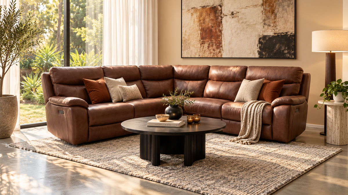 Toledo 5 Seat Corner | Leather | Dual Electric Recliners