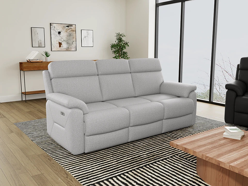 Viola 3 Seater Dual Electric Recliners With Electric Headrests And Drop Down Table With Cupholders - Fabric