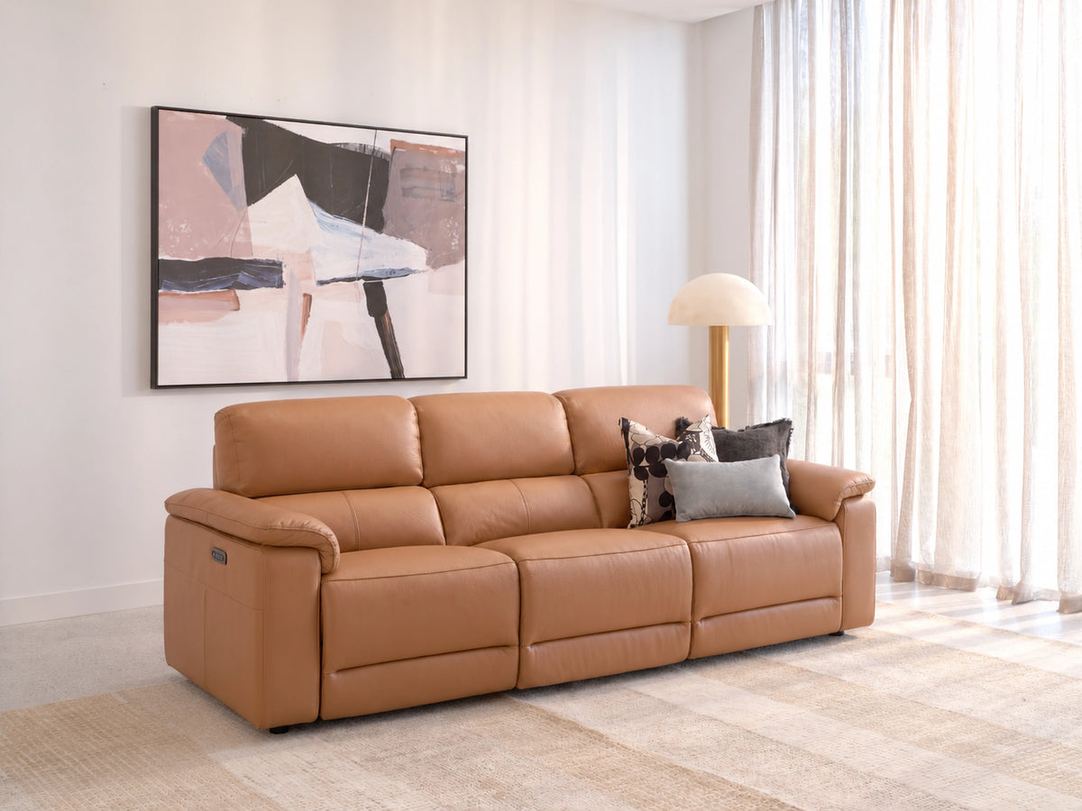 Zara 3 Seater | Leather | Dual Electric Recliners & Telescopic Headrests