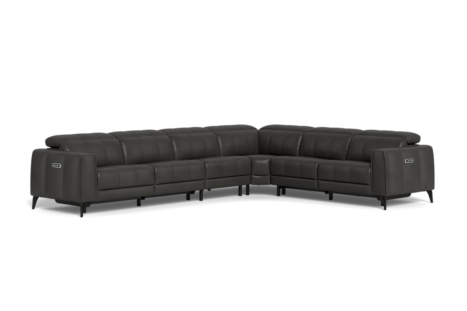 Belini 6 Seat Corner Modular With Electric Recliners And Electric Headrests - Leather