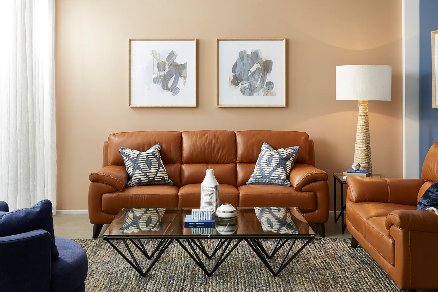 Elena 3 Seater Lounge Leather