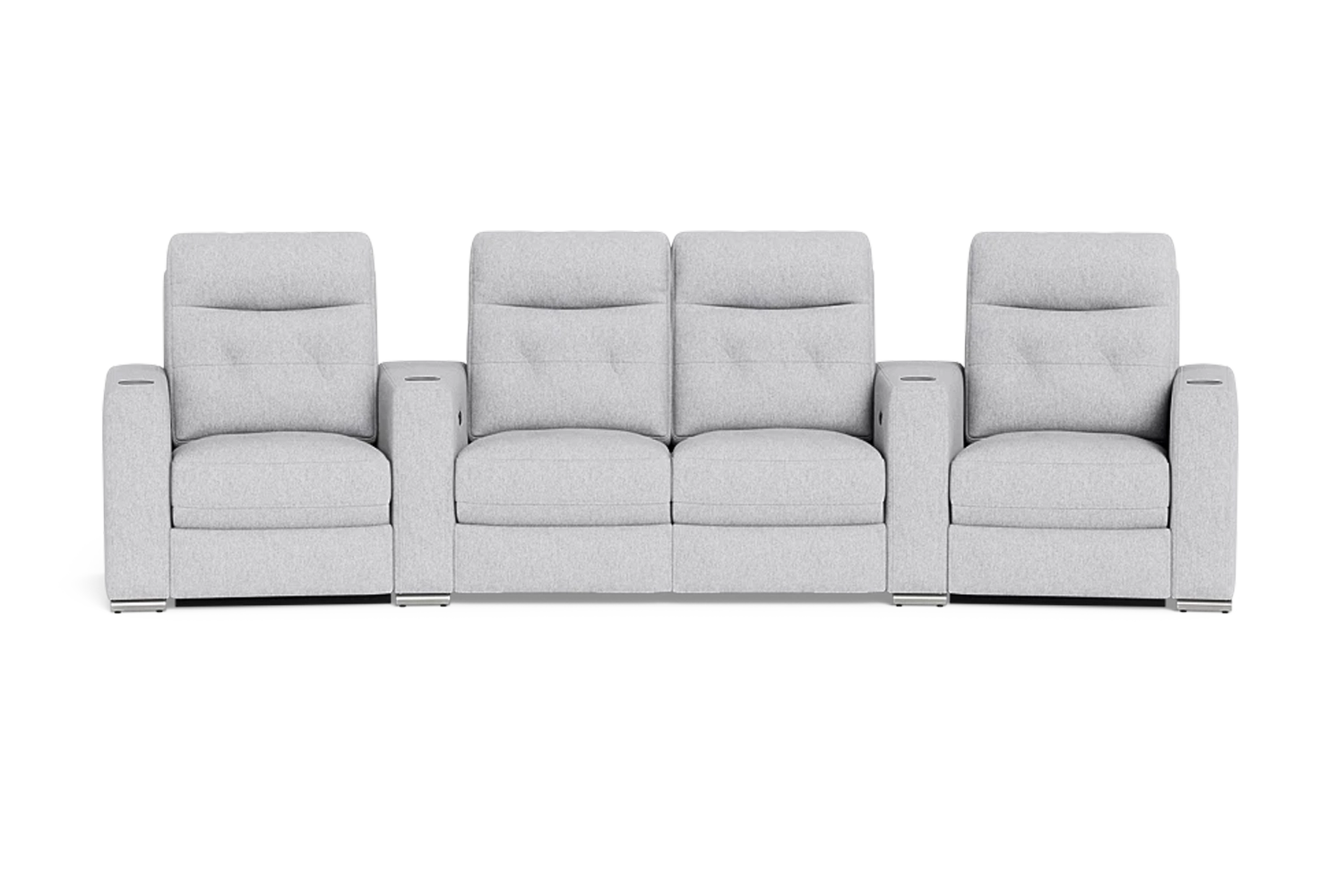 Odeum 4 Seat Home Theatre With 4 Electric Recliners Fabric