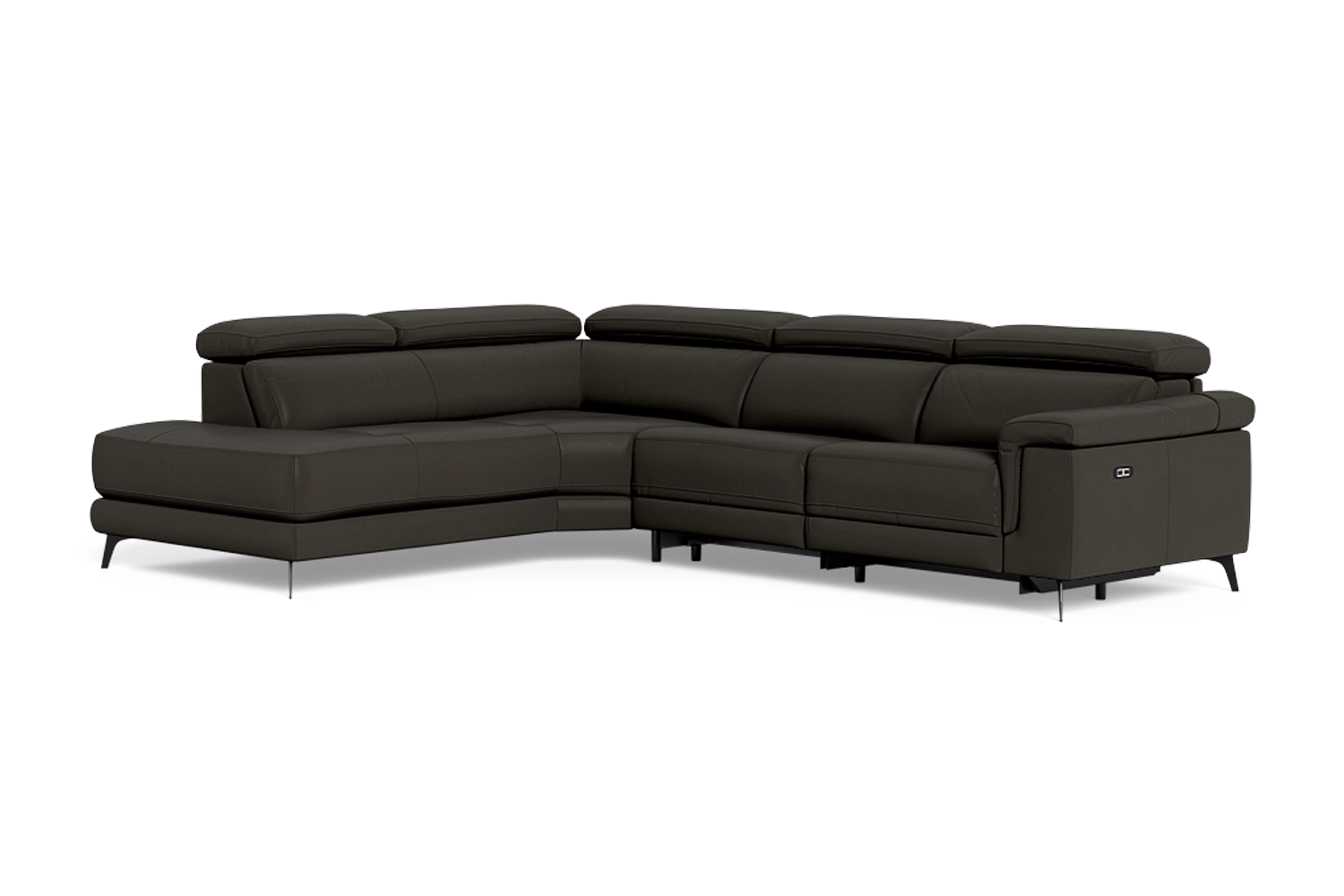 Santa Monica 3 Seater Left Corner Terminal Electric Recliner With Adjustable Headrest - Leather