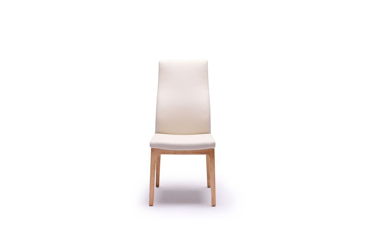 Brava Dining Chair - Frost Leather/Natural Leg