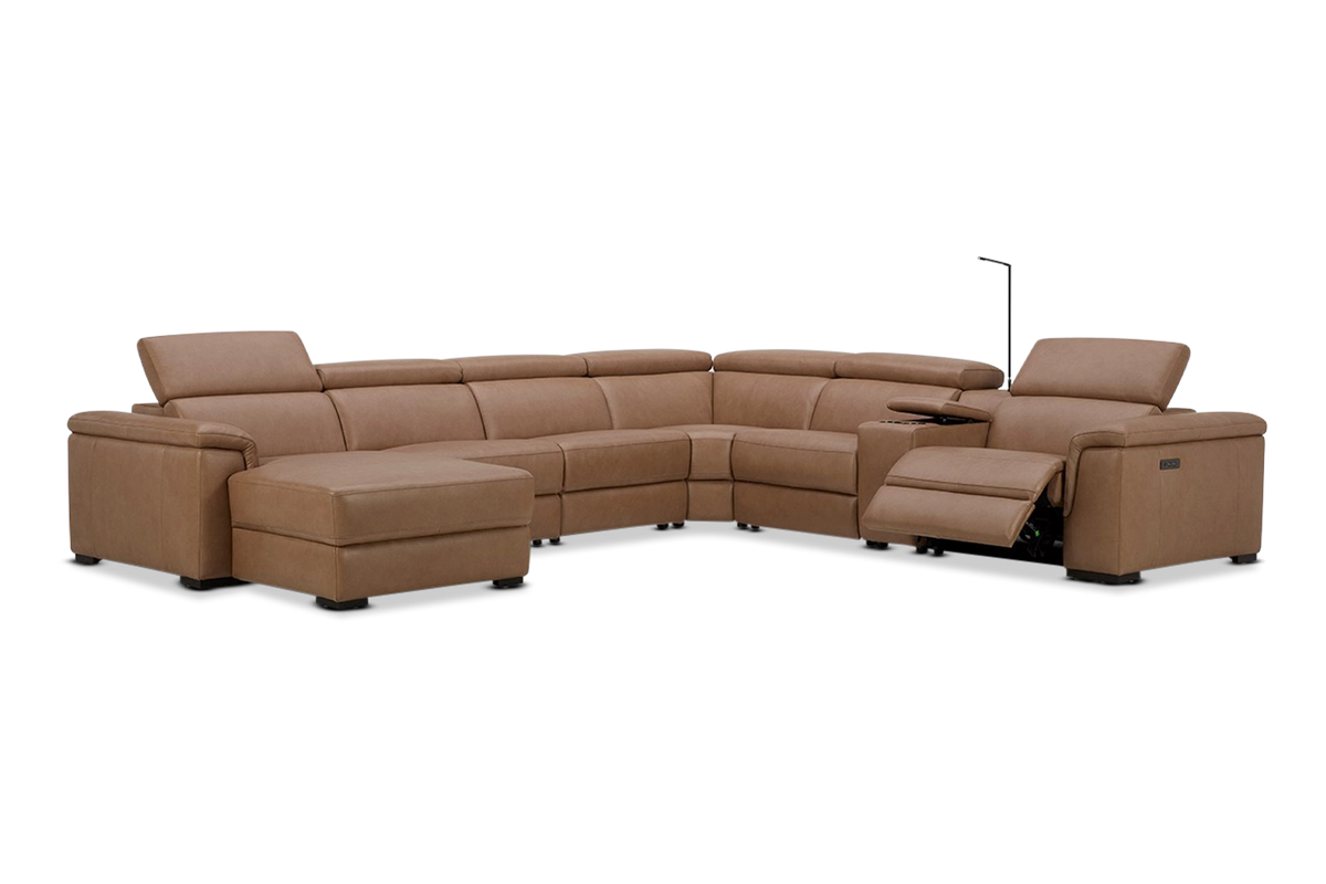 Tanner 7 Seat Corner + Chaise | Vintage Leather | Electric Recliner & Electric Headrest