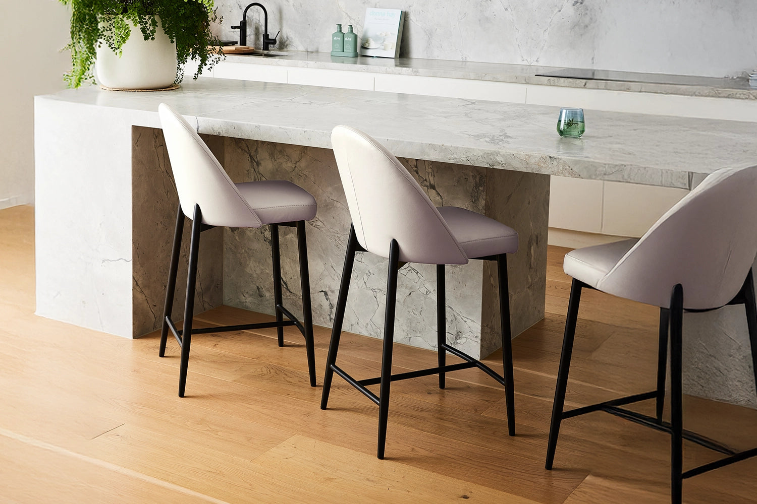 Odessa Bar Stool - Frost Leather