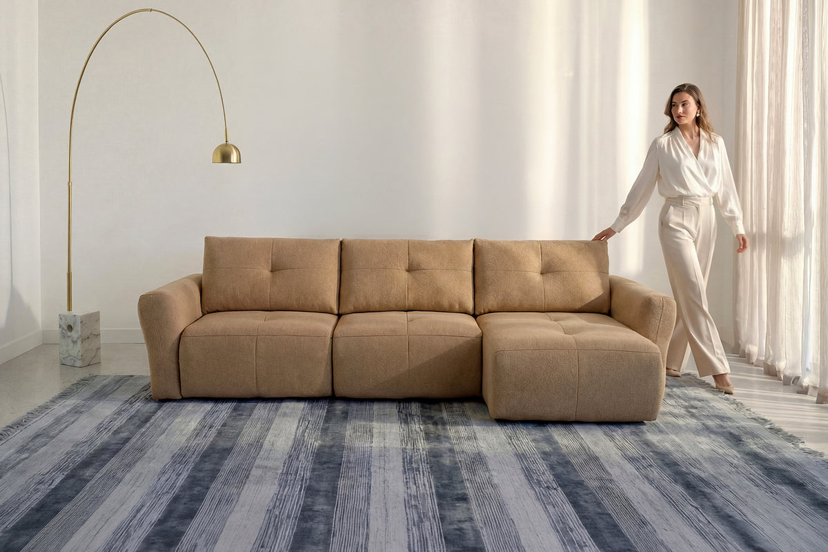 Varzy 3-Seater + Chaise | Fabric | Dual Electric Sliding Seats