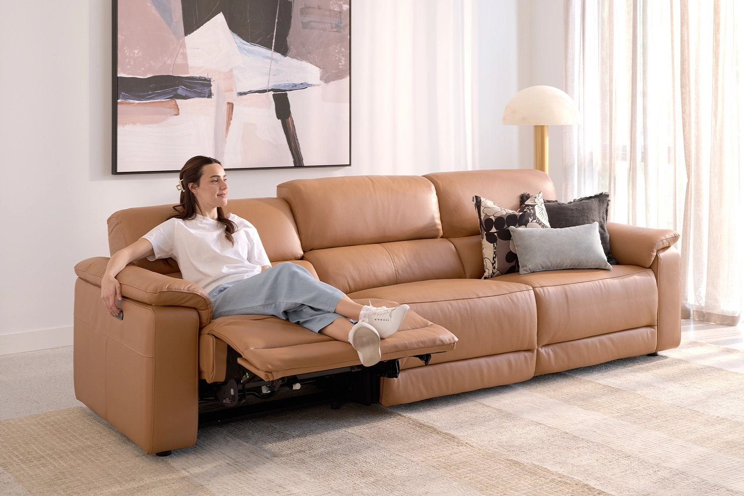 Zara 3.5 Seater Includes Dual Electric Recliners + Telescopic Headrests