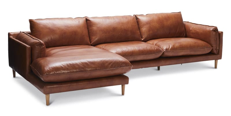 Madison Chaise Lounge Tan Leather, Chaise Lounge Leather Sofa